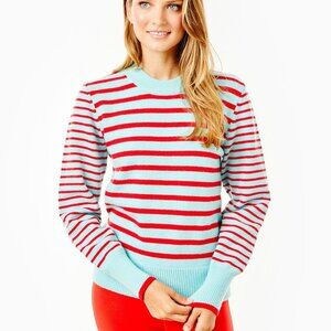 Addison Bay Knit Cypress Active Sweater In Mint/Poppy Stripe NWOT Size XS